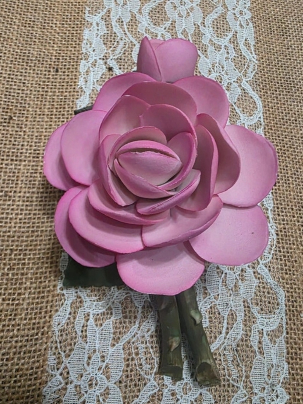 Handcrafted Pink Floral Accent - Decorative Flower Ornament